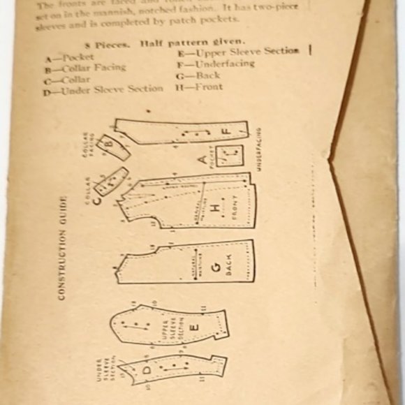 Antique Vintage 1920s Original Sewing Pattern For A Long Jacket Flapper Jazz Age - Picture 2 of 2